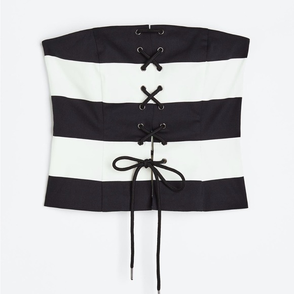 H&M Tops Hm Black And White Stripe Halter Top Poshmark